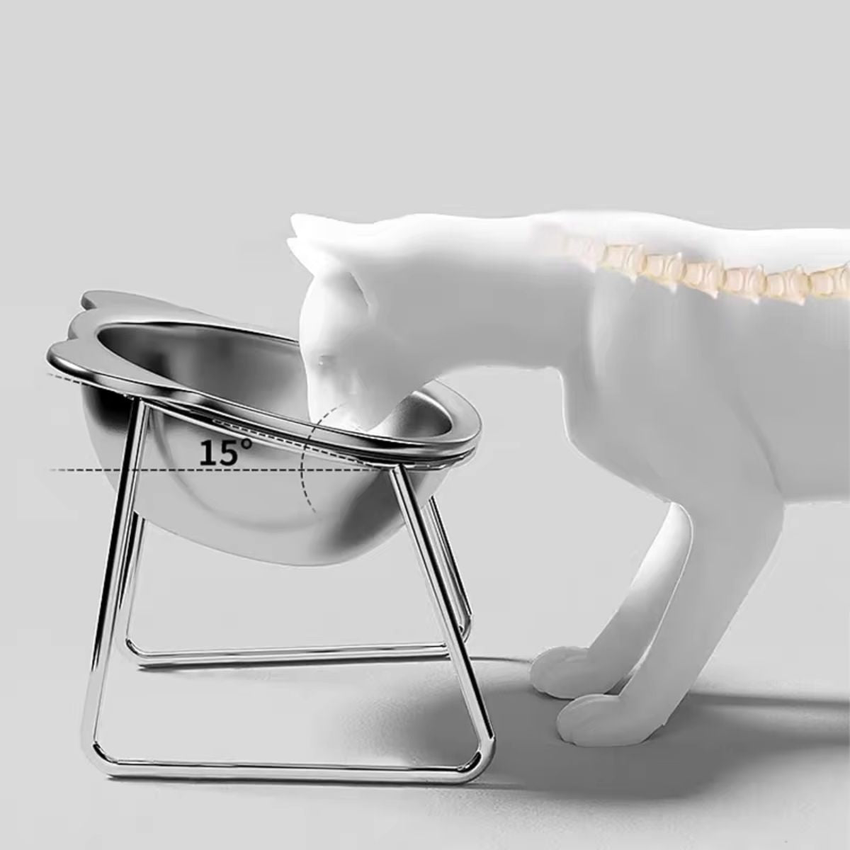 Ergonomic 15° Elevated Stainless Steel Cat Bowl
