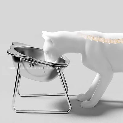 Ergonomic 15° Elevated Stainless Steel Cat Bowl