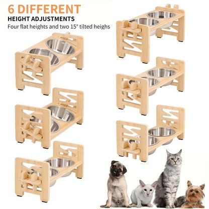 Ergonomic Raised Pet Food and Water Station